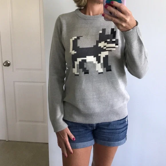 Grey Pixel Dog Sweater - Picture 2 of 8